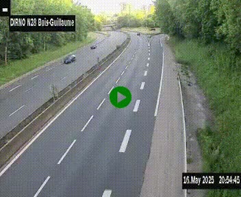 Webcam routière à hauteur de Bois-Guillaume en périphérie de Rouen. Vue orientée vers Rouen