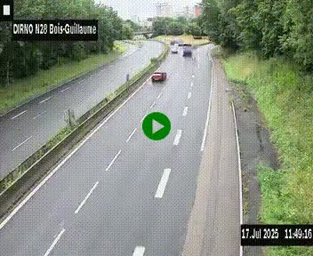 Webcam routière à hauteur de Bois-Guillaume en périphérie de Rouen. Vue orientée vers Rouen