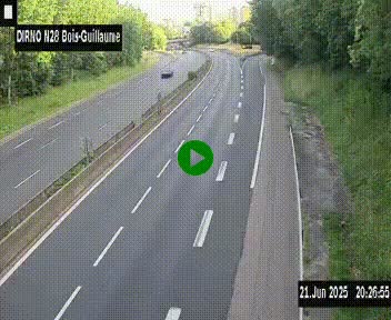 Webcam routière à hauteur de Bois-Guillaume en périphérie de Rouen. Vue orientée vers Rouen