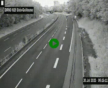 Webcam routière à hauteur de Bois-Guillaume en périphérie de Rouen. Vue orientée vers Rouen