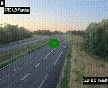 Webcam autoroute A150 à hauteur de La Vaupalière en périphérie de Rouen. Vue orientée vers Rouen
