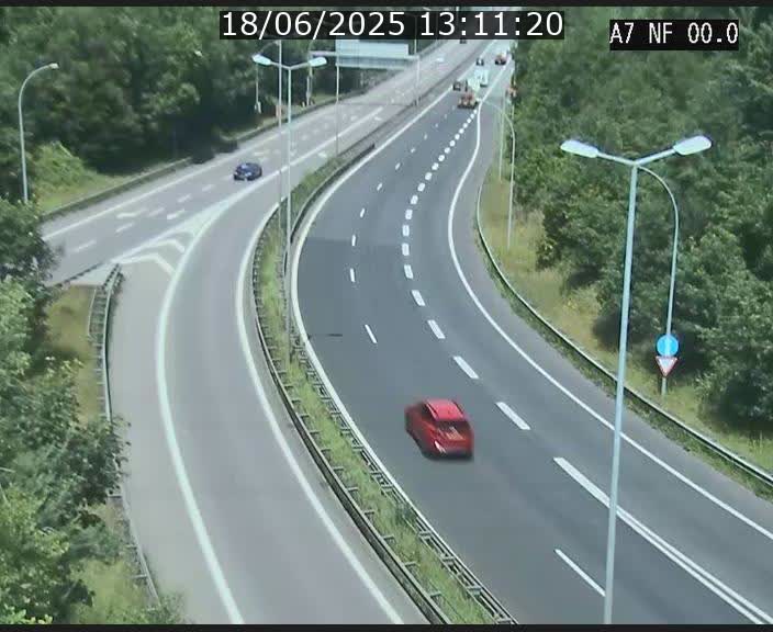 Caméra autoroute Luxembourg A7 - Echangeur A1/A7 Grünewald direction Tunnel Stafelter