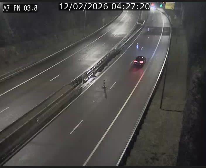 Caméra autoroute Luxembourg A7 - Passage à gibier Rëngelbour - direction Tunnel Stafelter