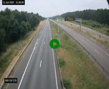 Webcam autoroute A63 en périphérie de Bordeaux au sud-est de la ville, en provenance du bassin d'Arcachon. Vue orientée vers Bordeaux