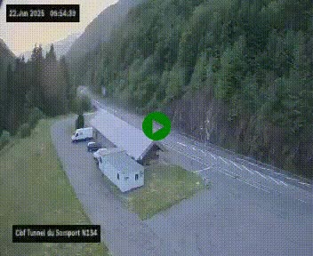 Webcam à l'entrée du tunnel du Somport, côté français, sur la N134, dans les Pyrénées, en direction de l'Espagne, à 1116 mètres d'altitude