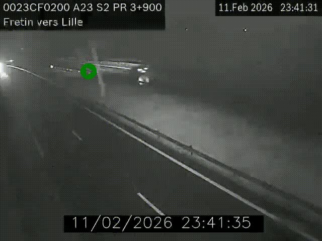 Webcam autoroute A23 à hauteur de Fretin. Vue orientée vers Lille