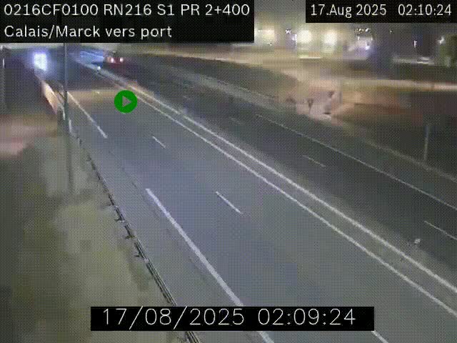 Webcam à Calais sur A216 (N216) en direction du port (harbour) de Calais.