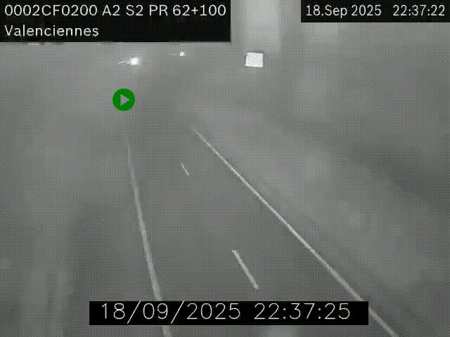 Webcam autoroute A2 à Valenciennes. Vue orientée vers Maubeuge et Mons (Belgique)