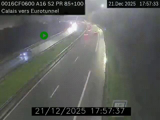 Webcam A16 à Calais en direction du Tunnel sous la Manche (Eurotunnel)