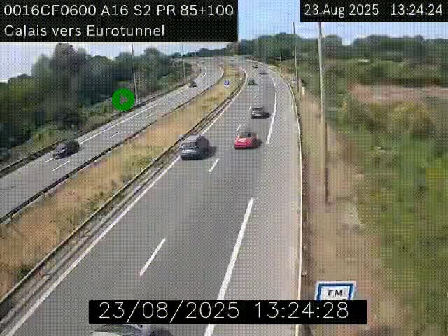 Webcam A16 à Calais en direction du Tunnel sous la Manche (Eurotunnel)