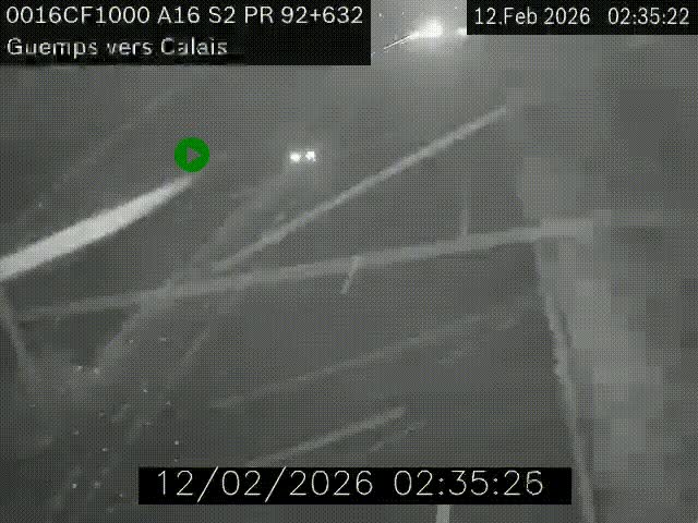 Webcam A16 juste après l'aire de repos d'Offekerque à Guemps. Vue orientée vers Calais