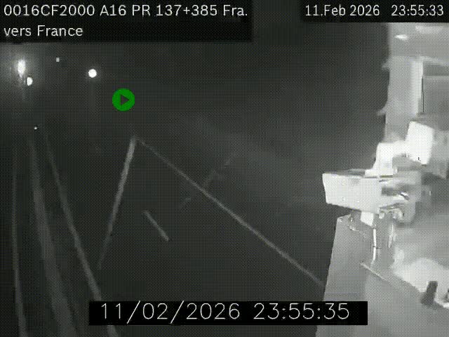 Webcam à la frontière franco-belge au niveau de Bray-Dunes/De-Panne sur l'autoroute A16. Vue orientée vers Calais