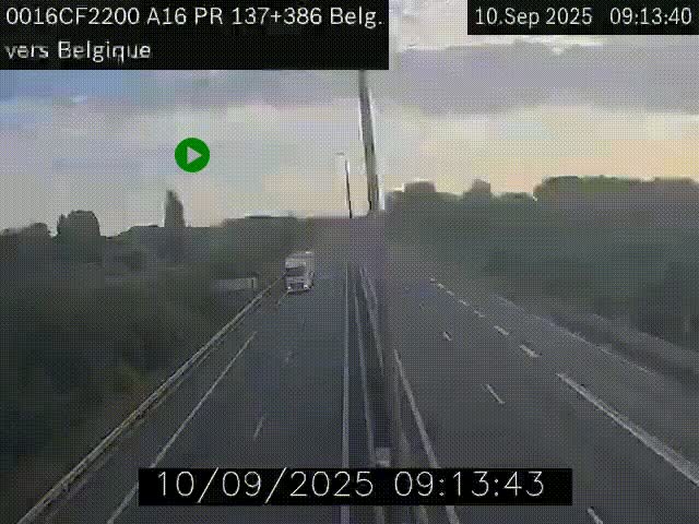 Webcam à la frontière franco-belge au niveau de Bray-Dunes/De-Panne sur l'autoroute A16. Vue orientée vers la Belgique