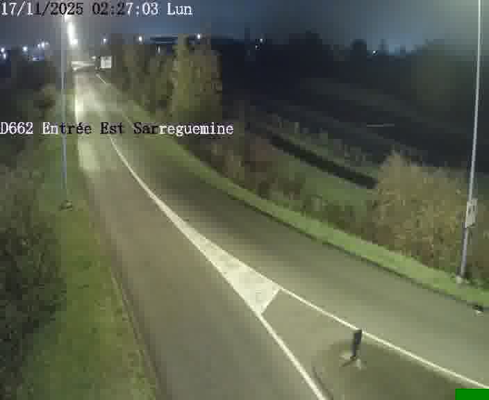 Point de vue trafic déployé sur D662 (France) à Sarreguemines, regardant vers Sarreguemines, aidant conducteurs et services à anticiper les flux.
