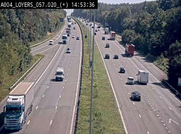 Webcam dans la montée de Loyers sur l'E411, après le viaduc de Beez en venant de Namur et en direction du Luxembourg
