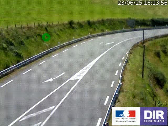 Webcam sur le col Pin Bouchain, vue orientée vers Roanne, en provenance de Lyon sur la nationale 7 (N7)