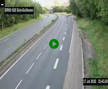 Webcam routière à hauteur de Bois-Guillaume en périphérie de Rouen. Vue orientée vers Rouen