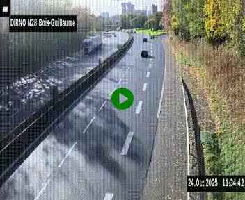 Webcam routière à hauteur de Bois-Guillaume en périphérie de Rouen. Vue orientée vers Rouen
