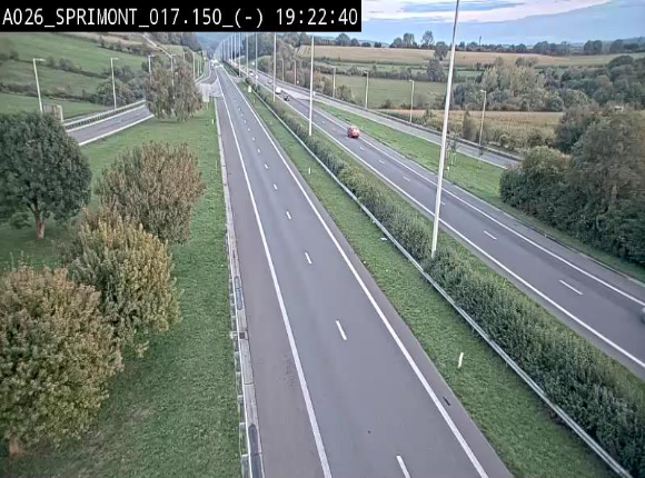 Webcam E25 (A26) à hauteur de Sprimont en direction de Liège et en provenance de Bastogne