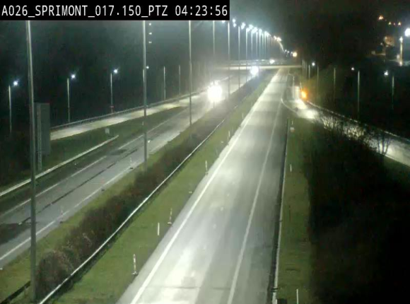 Webcam A26 (E25) à Sprimont, sur l'autoroute entre Liège et Arlon. Vue orientée vers le Luxembourg