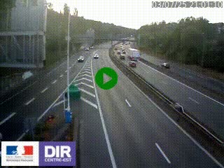 Caméra autoroute sur A6 - Valvert, près de Lyon, en direction de Paris, à hauteur de la sortie 36 Porte du Valvert