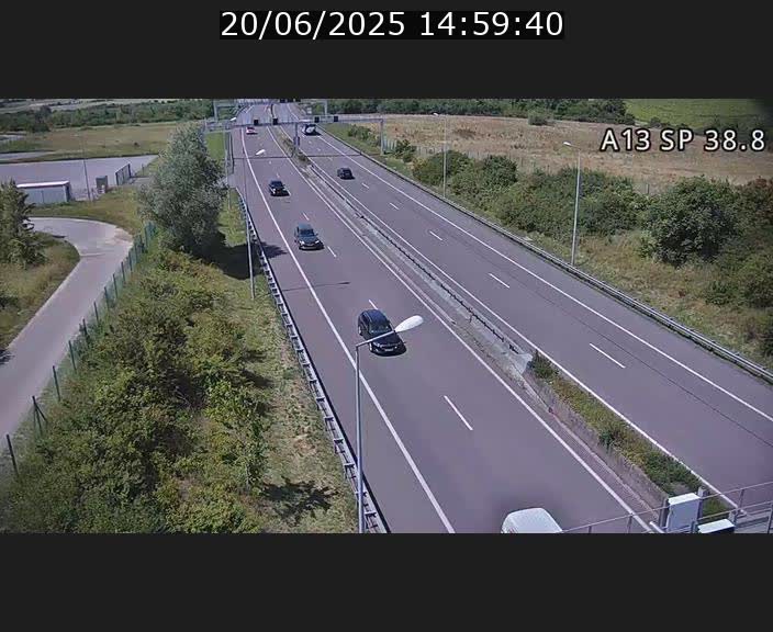Webcam autoroute A13 à l'entrée ouest du tunnel Markusbierg à Schengen. Vue orientée vers le tunnel et l'Allemagne