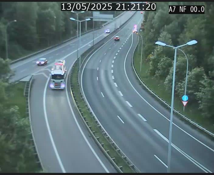 Caméra autoroute Luxembourg A7 - Echangeur A1/A7 Grünewald direction Tunnel Stafelter