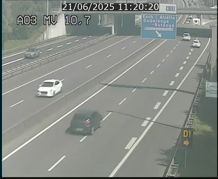 Traffic live webcam Luxembourg Croix de Bettembourg - A3 - BK 10.7 - direction France