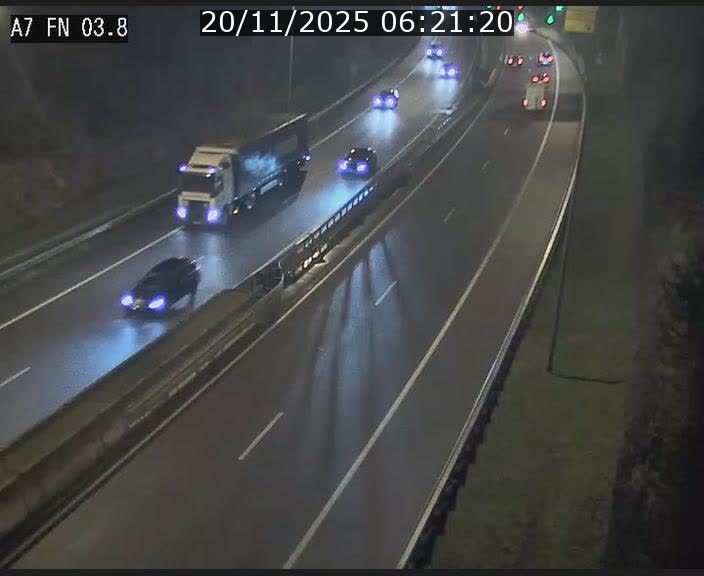 Caméra autoroute Luxembourg A7 - Passage à gibier Rëngelbour - direction Tunnel Stafelter