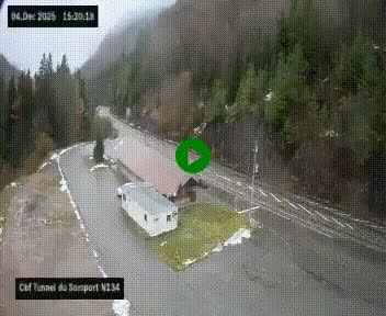 Webcam à l'entrée du tunnel du Somport, côté français, sur la N134, dans les Pyrénées, en direction de l'Espagne, à 1116 mètres d'altitude