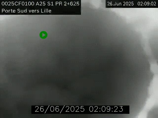 Webcam autoroute A25 sur le périphérique de Lille à hauteur de Lille-Sud et la sortie 3 Faches-Thumesnil. Vue orientée vers Lille-Centre.