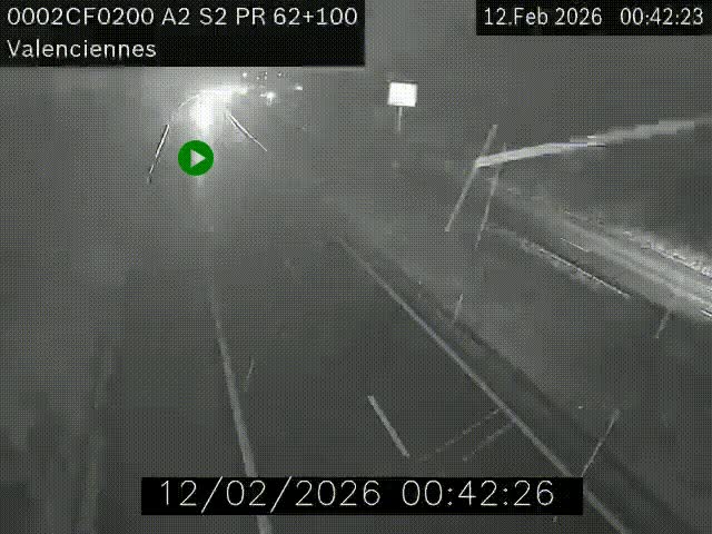 Webcam autoroute A2 à Valenciennes. Vue orientée vers Maubeuge et Mons (Belgique)