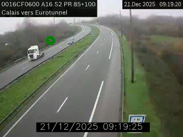 Webcam A16 à Calais en direction du Tunnel sous la Manche (Eurotunnel)