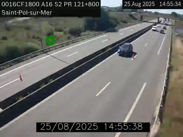 Webcam autoroute A16 à proximité de Dunkerque, à hauteur de la sortie Saint-Pol-sur-Mer. Vue orientée vers Calais