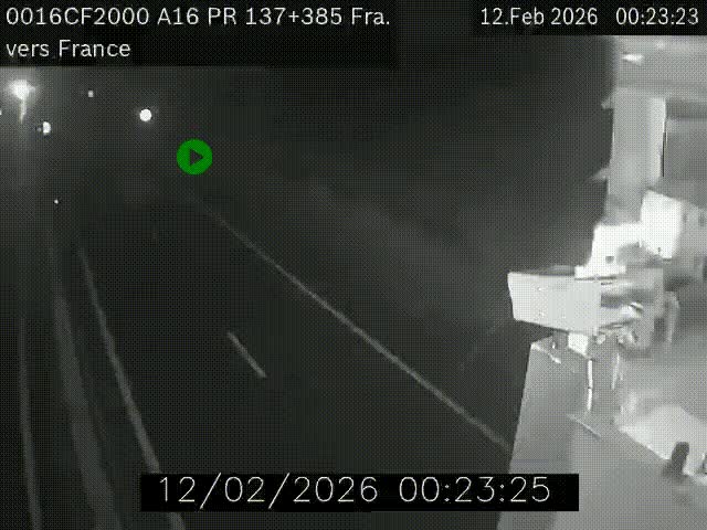 Webcam à la frontière franco-belge au niveau de Bray-Dunes/De-Panne sur l'autoroute A16. Vue orientée vers Calais