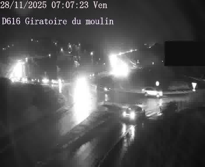 Webcams sur la D616, sur le contournement d'Audun-le-Tiche. Vue orientée vers le rond-point du Moulin, en provenance du Luxembourg