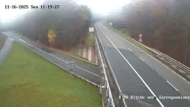 Webcam sur la D620, sur le contournement de Bitche. Vue orientée vers Sarreguemines