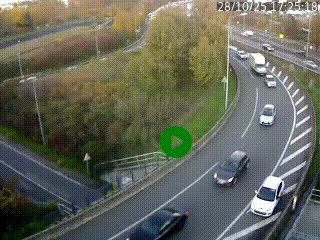 Caméra autoroute à la jonction entre l'A7 et la D301 (Boulevard urbain Sud de Lyon) à Feyzin, au sud de Lyon. Vue orientée vers Mions