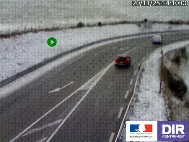 Webcam sur le col Pin Bouchain, vue orientée vers Roanne, en provenance de Lyon sur la nationale 7 (N7)