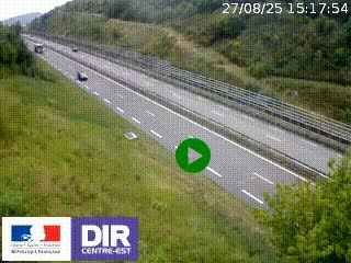 Webcam au niveau du col de Bois Clair à hauteur de Cluny sur la N79. Vue orientée vers Mâcon