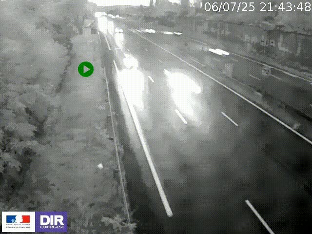 Webcam à Bron sur l'A43 à la jonction avec le boulevard périphérique de Lyon (D383). Vue orientée vers Lyon