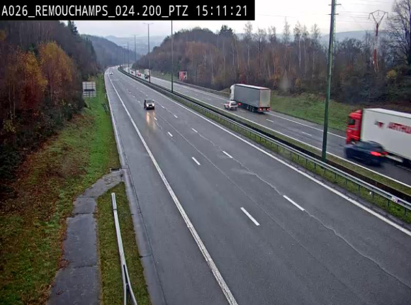 Webcam E25/A26 à Aywalle, à hauteur de Spa. Vue orientée vers Liège