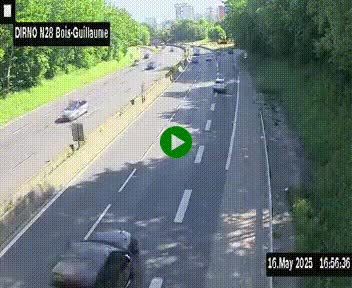 Webcam routière à hauteur de Bois-Guillaume en périphérie de Rouen. Vue orientée vers Rouen