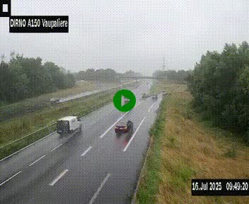 Webcam autoroute A150 à hauteur de La Vaupalière en périphérie de Rouen. Vue orientée vers Rouen