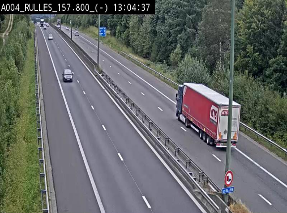 Webcam à Marbehan sur l'E411 à hauteur de la sortie 28a Rulles. Vue orientée vers Bruxelles
