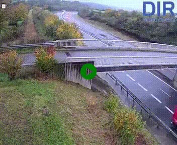 Webcam sur A84 à hauteur de Pont-Farcy, au niveau du pont autoroutier sur la Vire, au sud de Saint-Lô