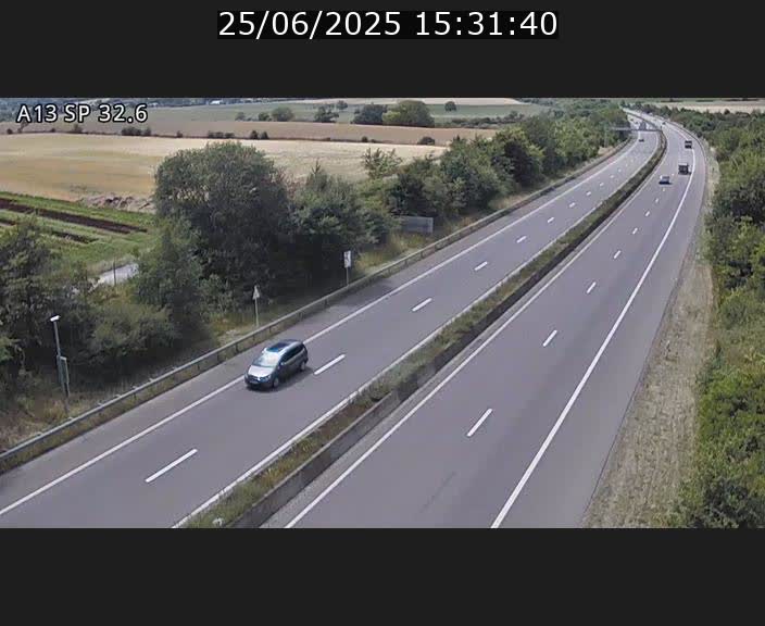 Webcam info trafic A13 à hauteur de Mondorf-les-bains. Vue orientée vers Altwies
