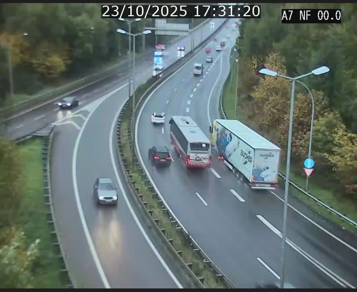 Caméra autoroute Luxembourg A7 - Echangeur A1/A7 Grünewald direction Tunnel Stafelter
