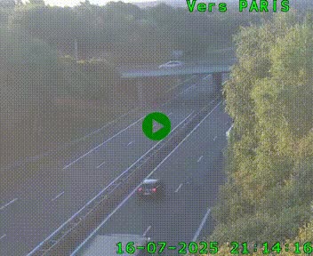 Caméra routière sur l'autoroute A20 au nord de Limoges, à la jonction avec la N520. Vue orientée vers Paris