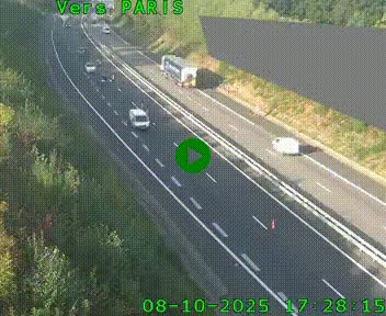 Caméra routière sur l'autoroute A20 à Saint-Pardoux-l'Ortigier, à la jonction avec l'A89. Vue orientée vers Paris